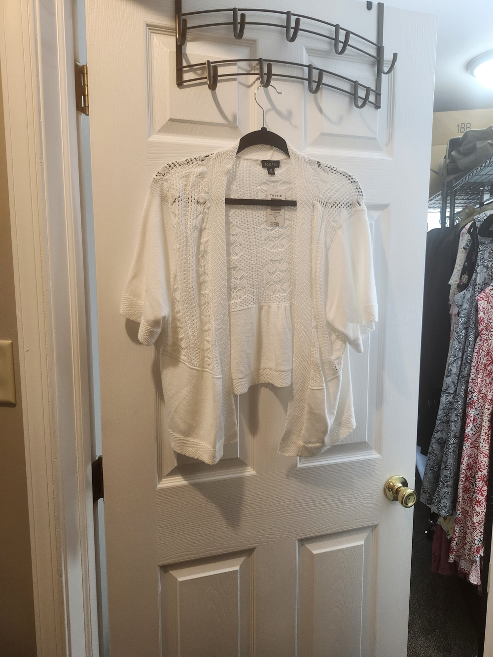 Torrid White Open-Front Crochet Cardigan, Torrid 3 = 3X